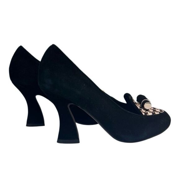 Joy Mery Pumps Women's Size 220/US 5 Black Faux Suede Spool Heel Slip-on - Picture 1 of 14